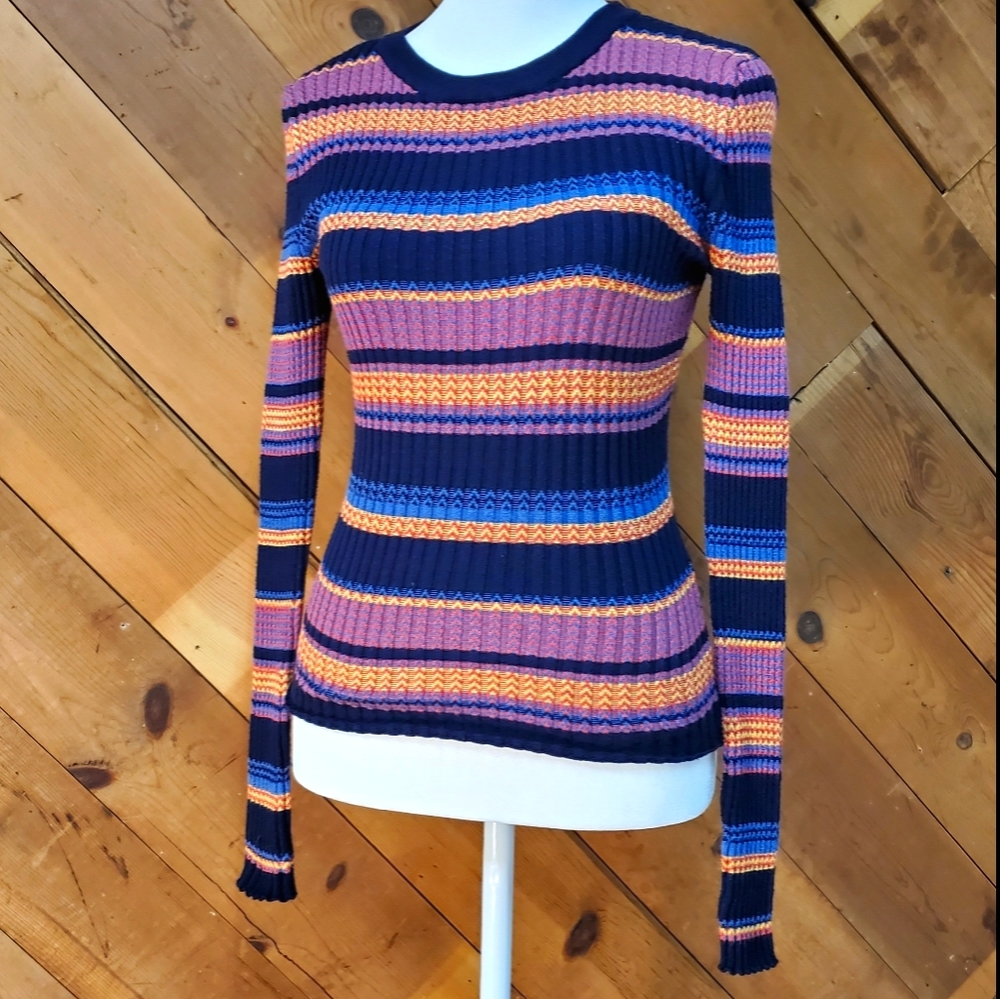 Its Our Time Ribbed Stripe Sweater Multicolored